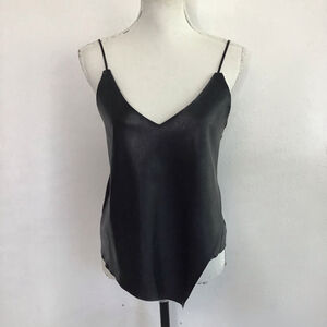 DO+BE Women Elegant 2Tone Black Faux Leather and Knit Camisole S